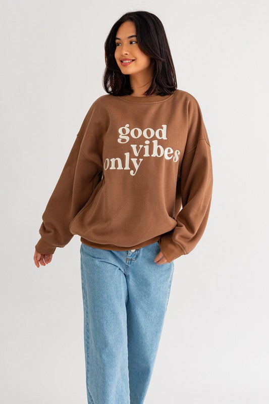 Letter Embroidery Oversized Sweatshirt