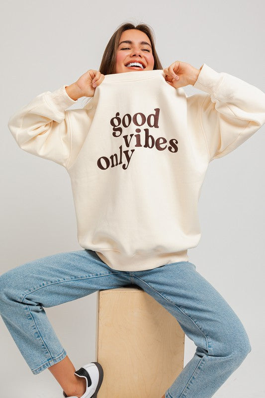 Letter Embroidery Oversized Sweatshirt