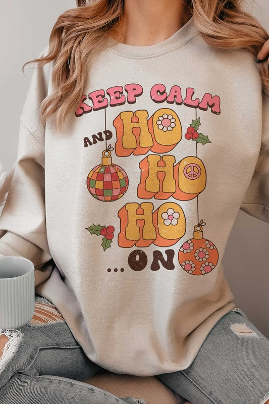 KEEP CALM AND HO HO HO ON Graphic Crewneck